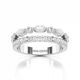 1 CT Marquise and Round Shaped Lab Diamond Ring